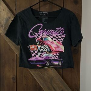 Chemistry Black Crop Top with Pink Corvette Design